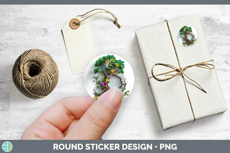 3D Tree of Life Stickers | Round Labels Designs