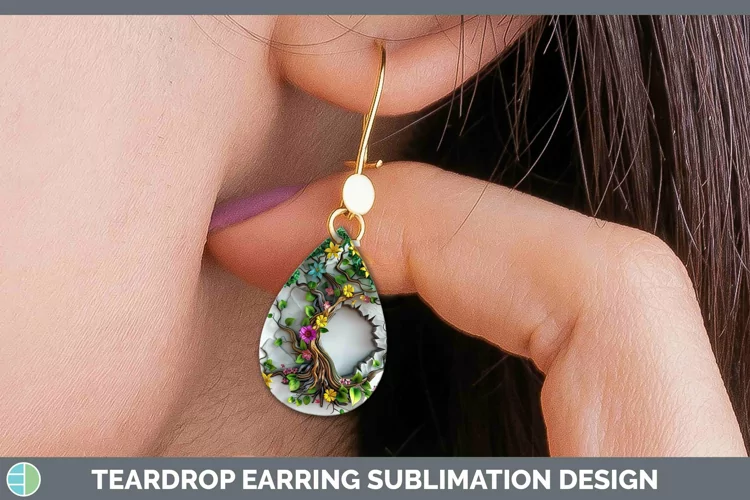 3D Tree of Life Teardrop Earrings Sublimation Earrings Desig