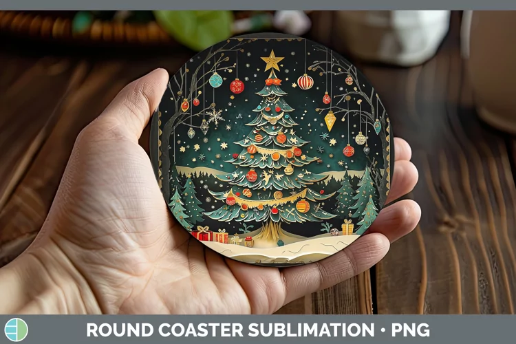 3D Tree Round Coaster Sublimation Coaster Designs