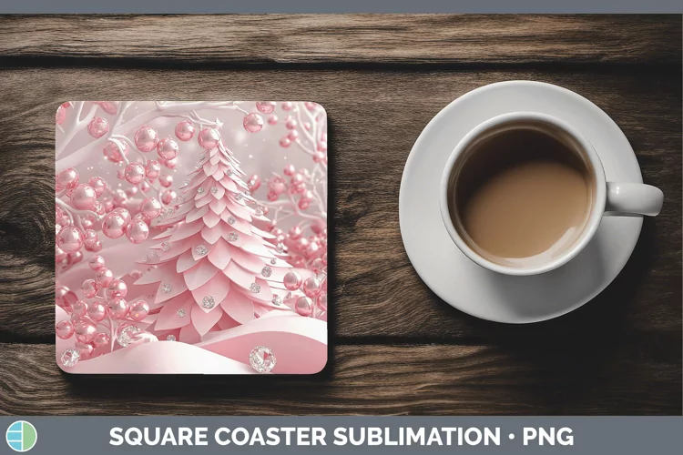 3D Tree Square Coaster Sublimation Coaster Designs