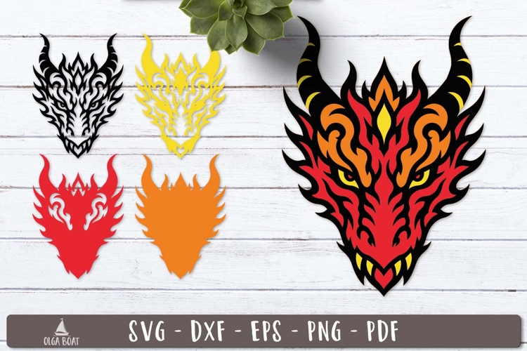 3d Tribal Dragon Head SVG Layered design