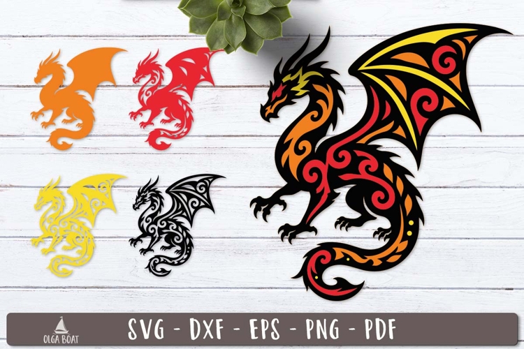 3d Tribal Winged Dragon SVG Layered design