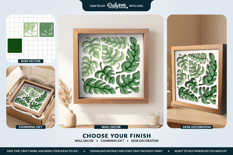 3D Tropical Abstract Organic Layered Shadow Box