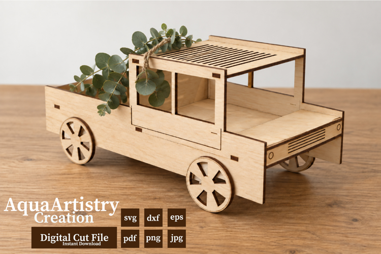 3D Truck for Hanging Plants and Pots Decoration Laser Cut