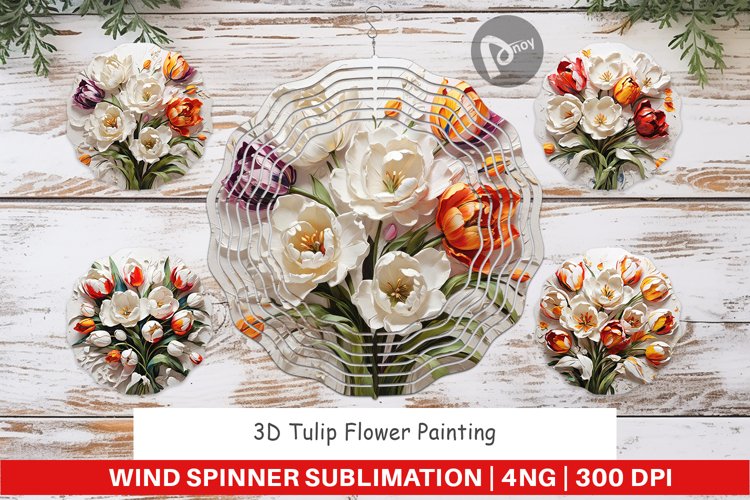 Wind Spinner 3D Tulip Flower Painting