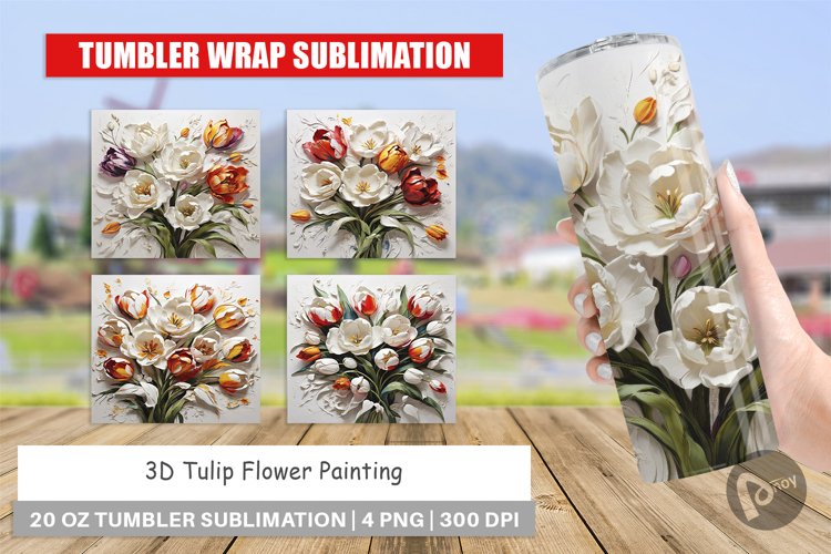 Tumbler Wrap 3D Tulip Flower Painting