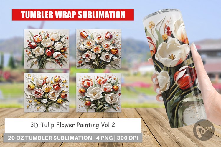 Tumbler Wrap 3D Tulip Flower Painting