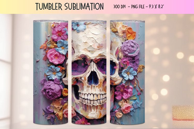 3d Tumbler Wrap Skull | 3d Sublimation Tumbler Png | 3d Art