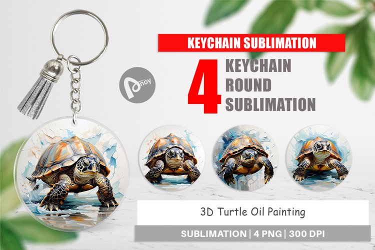 Keychain 3D Turtle Painting
