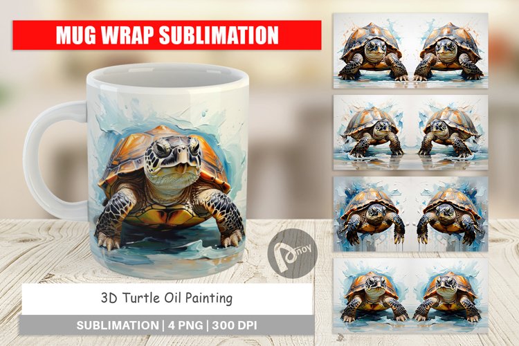 Mug Wrap Design 3D Turtle Painting
