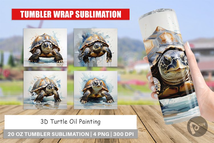 Tumbler Wrap 3D Turtle Painting