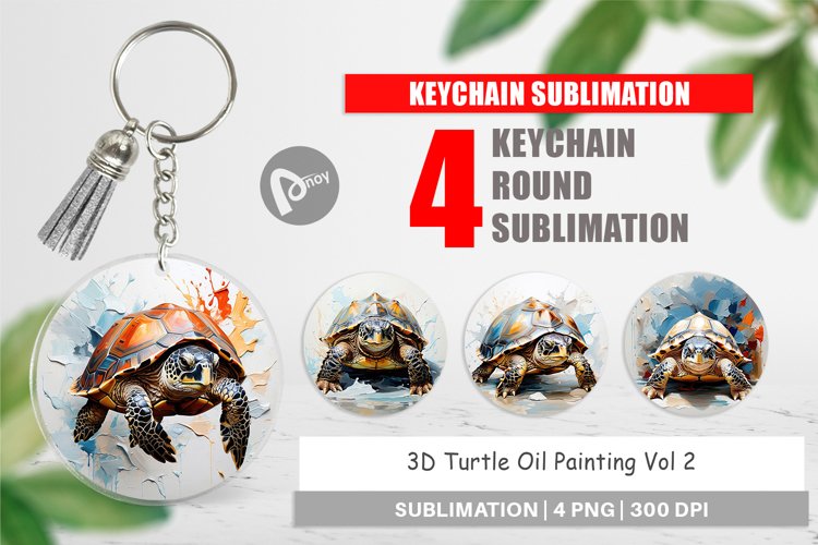 Keychain 3D Turtle Painting
