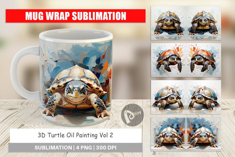 Mug Wrap Design 3D Turtle Painting