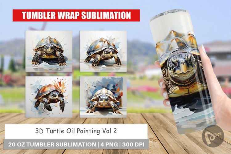 Tumbler Wrap 3D Turtle Painting