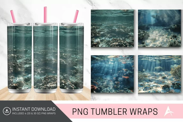 3D Underwater Seabed Tumbler wrap