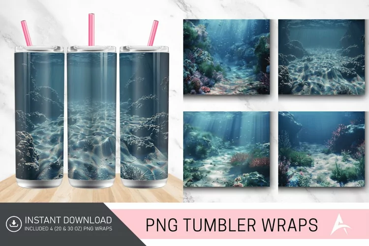 3D Underwater Seabed Tumbler wrap