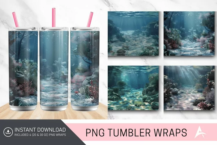 3D Underwater Seabed Tumbler wrap