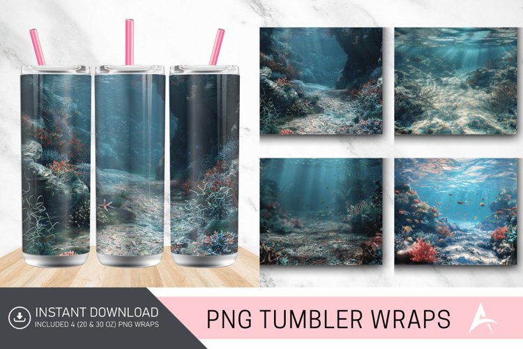 3D Underwater Seabed Tumbler wrap example image 1
