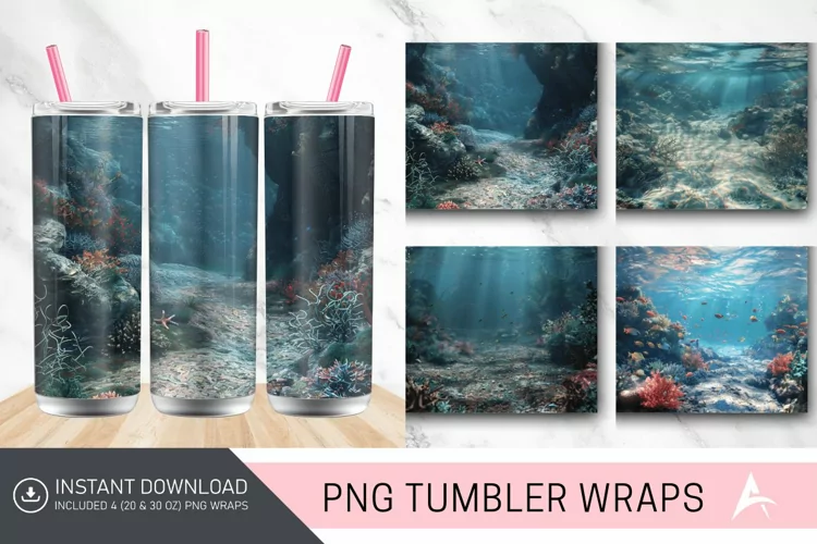 3D Underwater Seabed Tumbler wrap