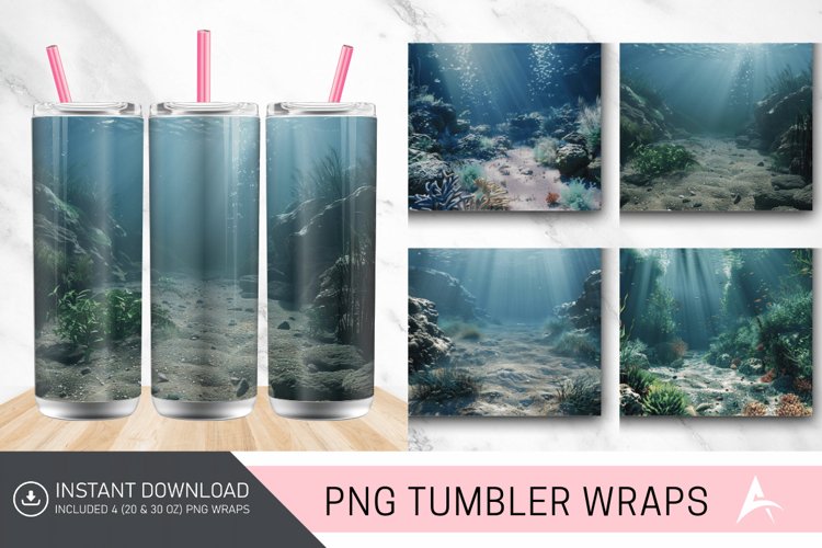3D Underwater Seabed Tumbler wrap example image 1