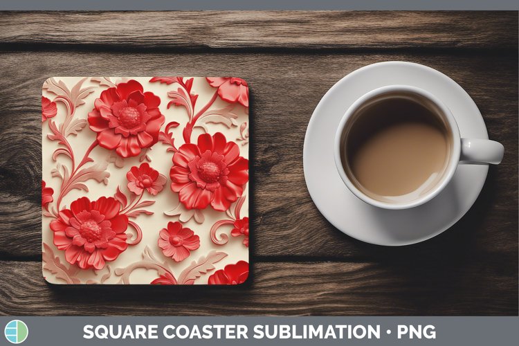 Gorgeous3D Valentine Square Coaster design.