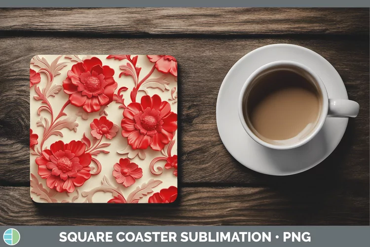 3D Valentine Damask Square Coaster Sublimation Coaster Desig