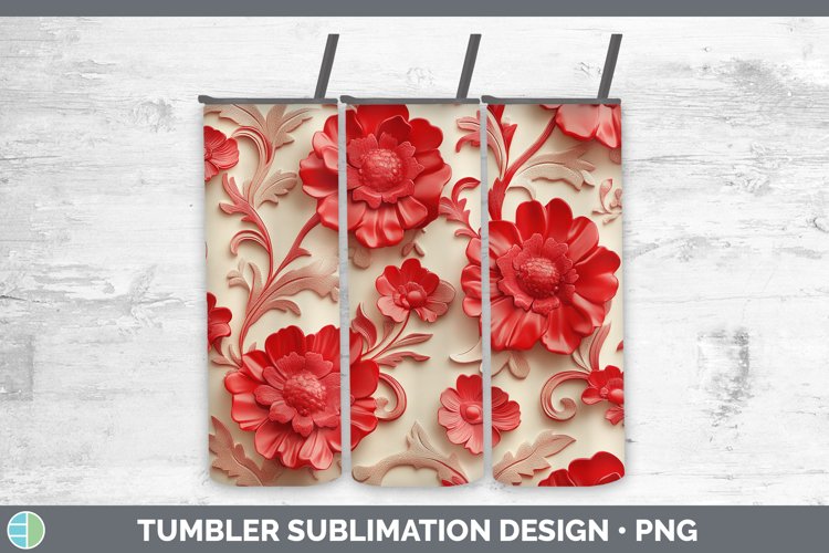 3D Valentine Damask Tumbler Sublimation 20 oz Skinny Tumbler