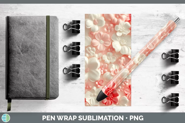 3D Valentine Flowers Pen Wrap Sublimation Pen Designs