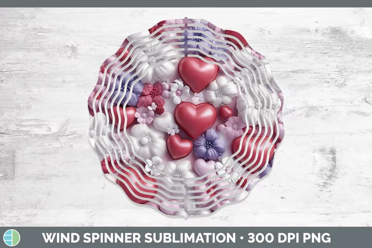 3D Valentine Flowers Wind Spinner Sublimation Spinner Design