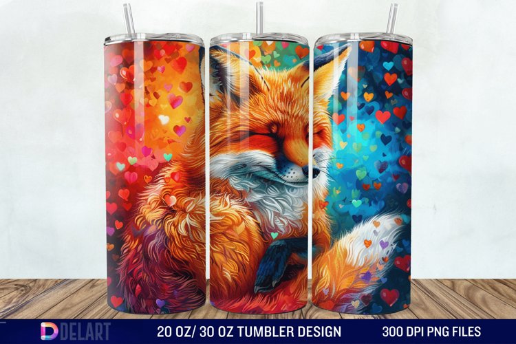 3D Valentine Fox Tumbler Wrap example image 1