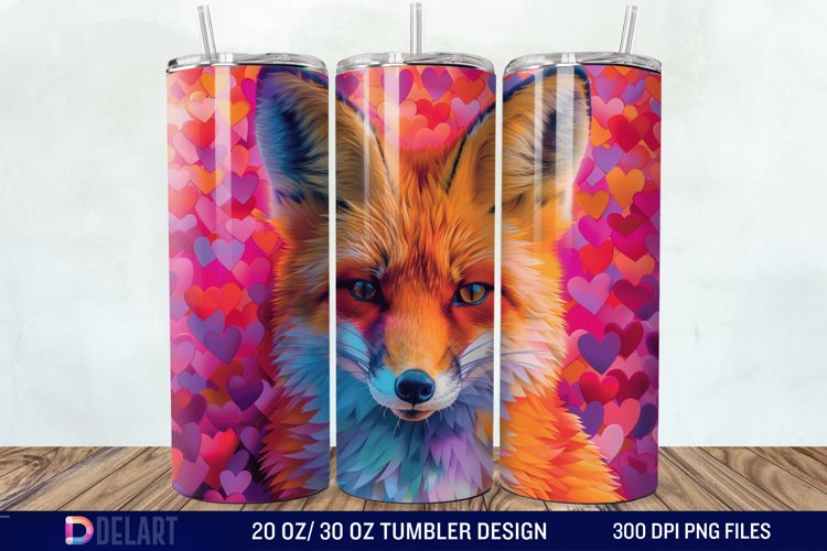 3D Valentine Fox Tumbler Wrap example image 1