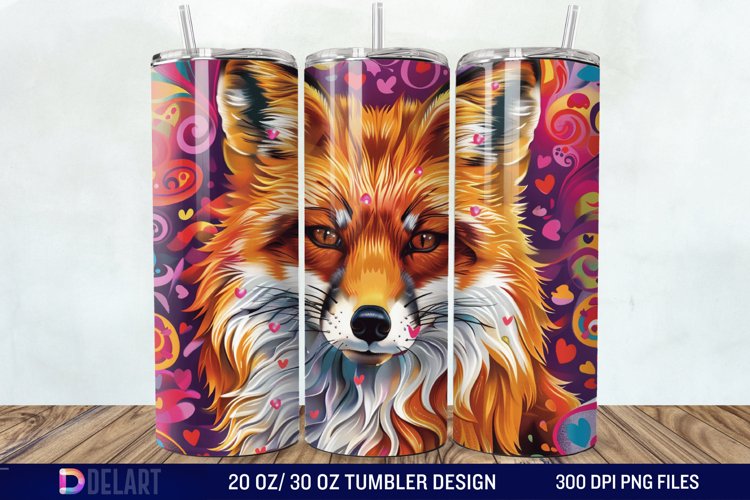 3D Valentine Fox Tumbler Wrap example image 1