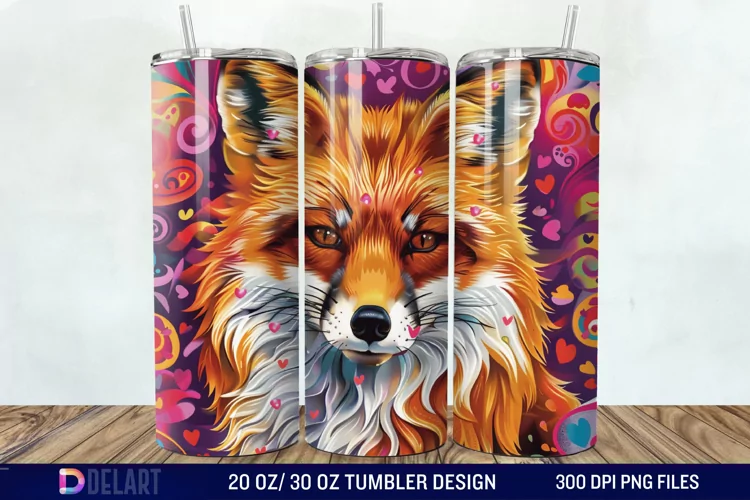 3D Valentine Fox Tumbler Wrap