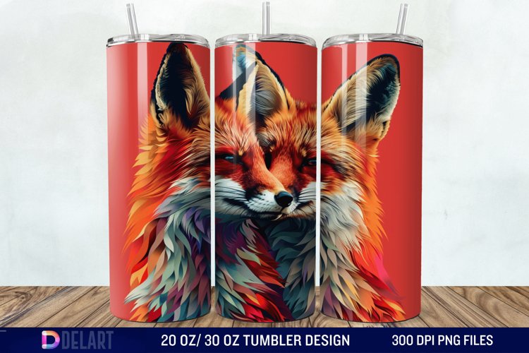 3D Valentine Fox Tumbler Wrap example image 1