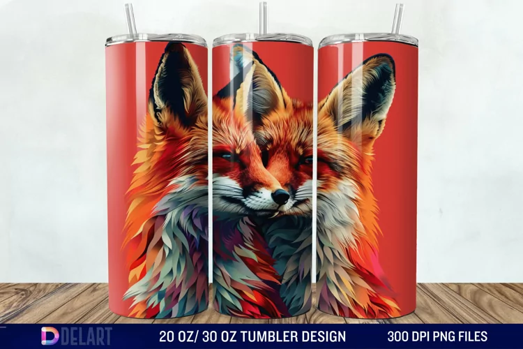 3D Valentine Fox Tumbler Wrap
