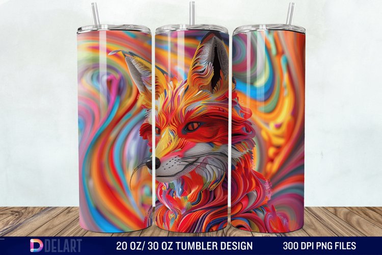3D Valentine Fox Tumbler Wrap example image 1