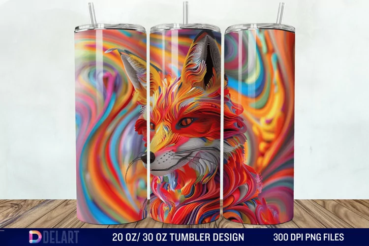 3D Valentine Fox Tumbler Wrap