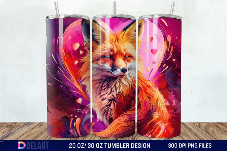 3D Valentine Fox Tumbler Wrap example image 1