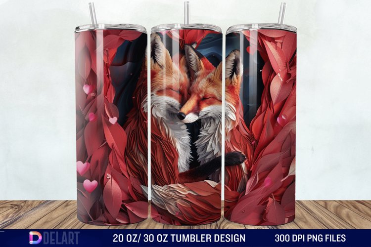 3D Valentine Fox Tumbler Wrap example image 1