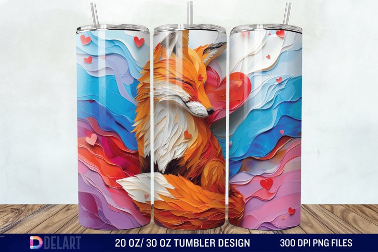 3D Valentine Fox Tumbler Wrap example image 1