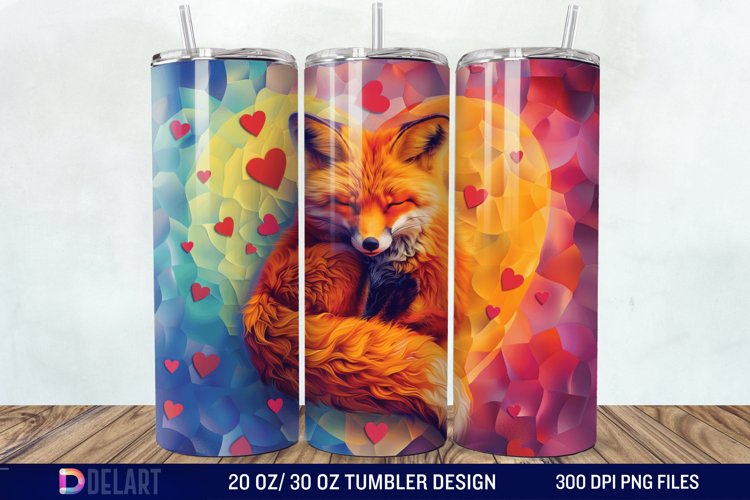 3D Valentine Fox Tumbler Wrap example image 1