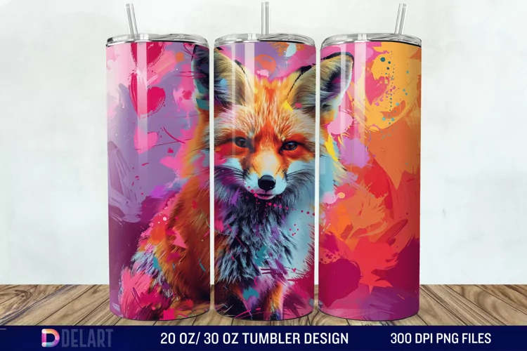 3D Valentine Fox Tumbler Wrap