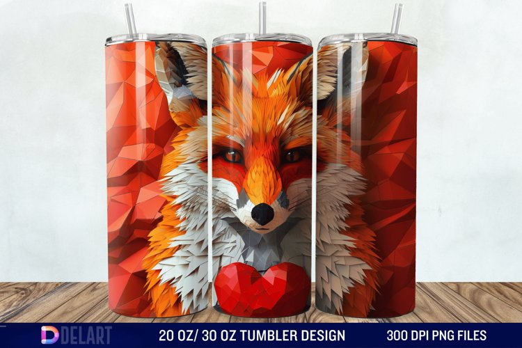 3D Valentine Fox Tumbler Wrap example image 1