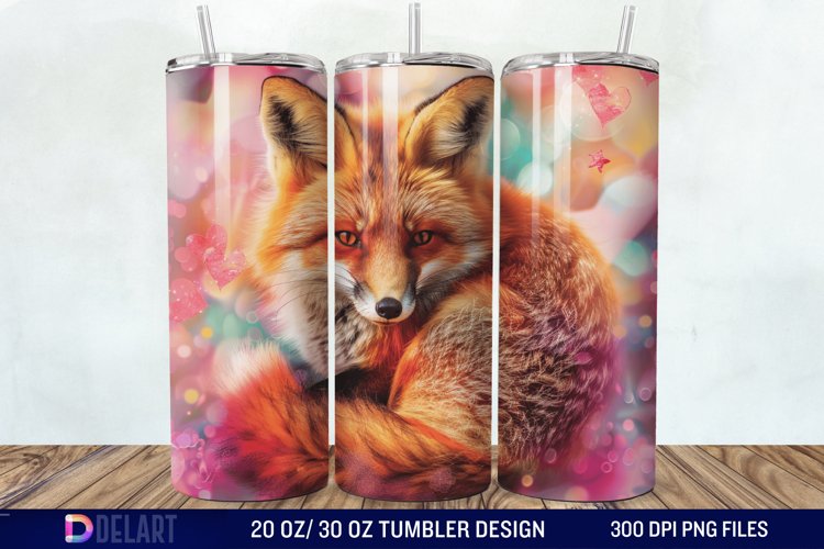 3D Valentine Fox Tumbler Wrap example image 1