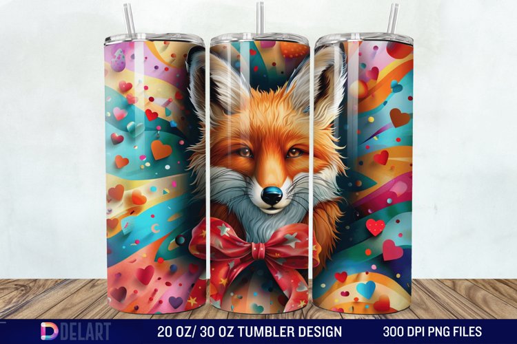 3D Valentine Fox Tumbler Wrap example image 1