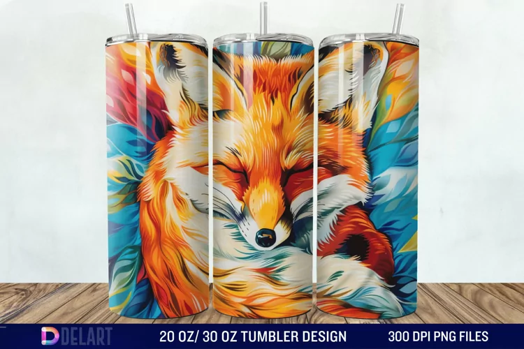 3D Valentine Fox Tumbler Wrap