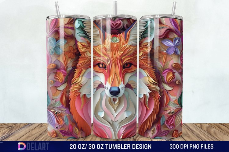 3D Valentine Fox Tumbler Wrap example image 1