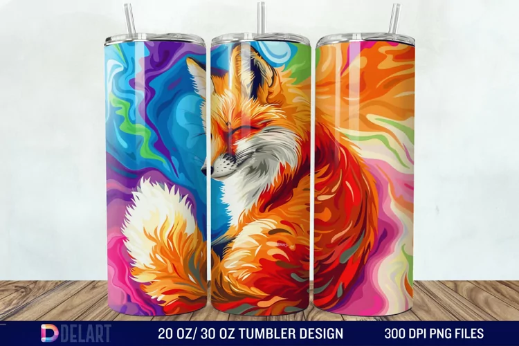 3D Valentine Fox Tumbler Wrap