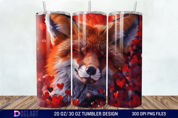 3D Valentine Fox Tumbler Wrap example image 1