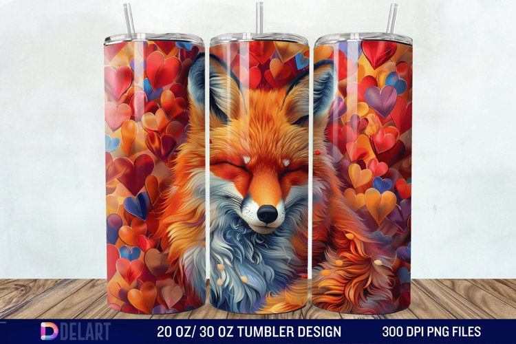 3D Valentine Fox Tumbler Wrap example image 1